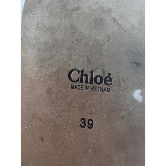 Chloe Woody Flat Logo white Ribbon Slide Sandals Size 39 - Picture 8 of 9